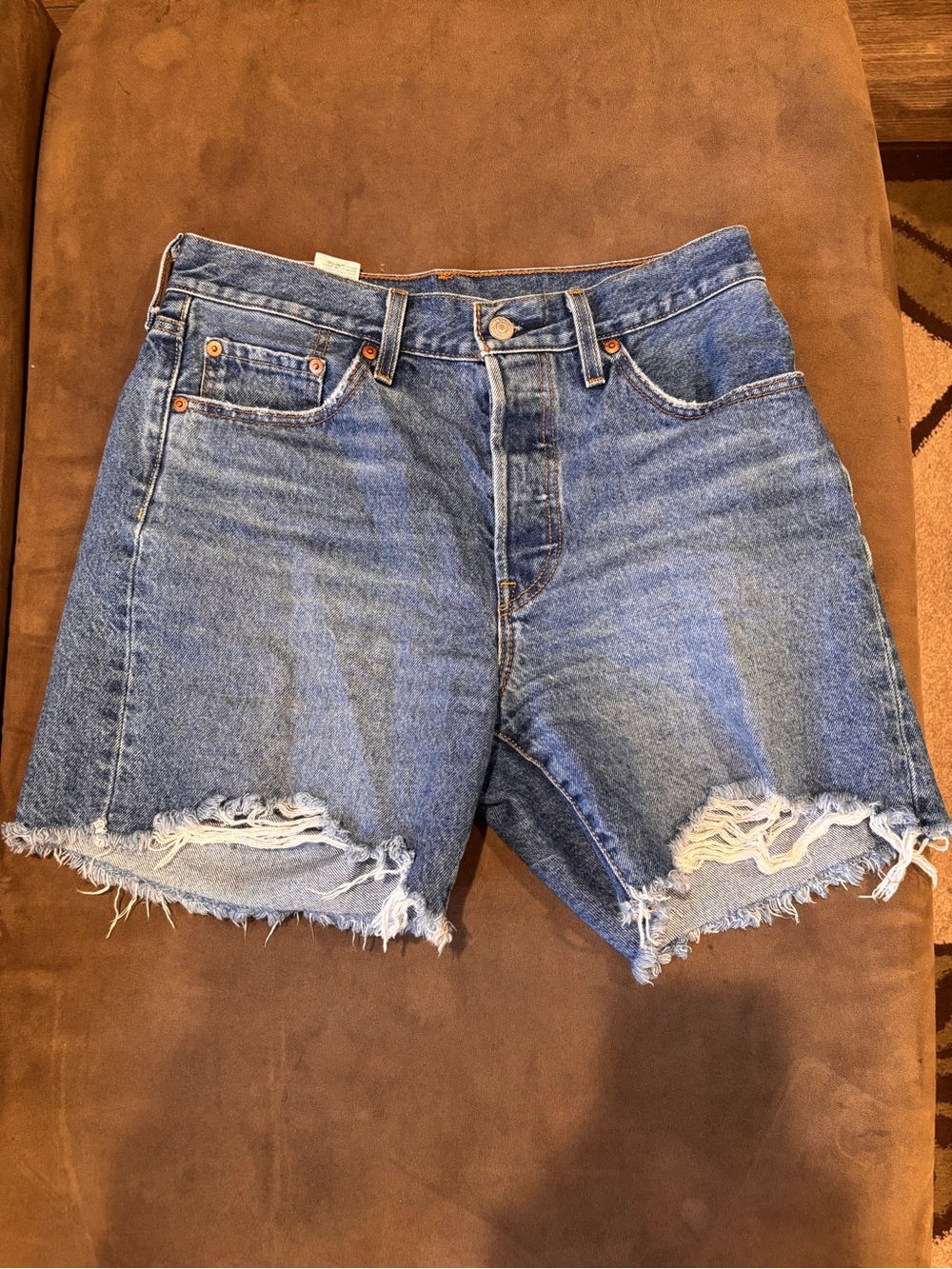 Levi's Distressed Mid-Blue Denim Shorts